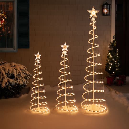 3ft., 4ft., & 6ft. Pre-Lit Spiral Artificial Christmas Tree Set, Clear Lights